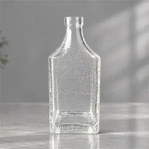 Whiskey Bottle with Ice Crackle Embossed Texture - whiskey brandy vodka tequila rum gin