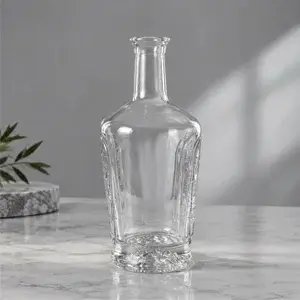Modern Faceted Embossed Brandy Bottle | Lead-Free Spirits Glass