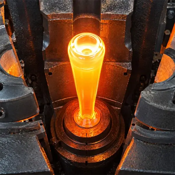 Blank mold forming of glass bottle