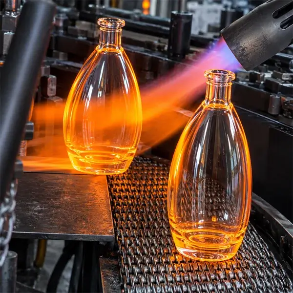 Blow molding of glass bottle