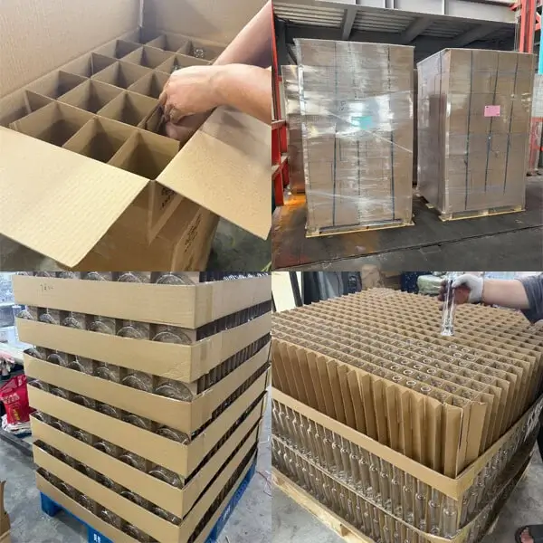 Packaging of glass bottles